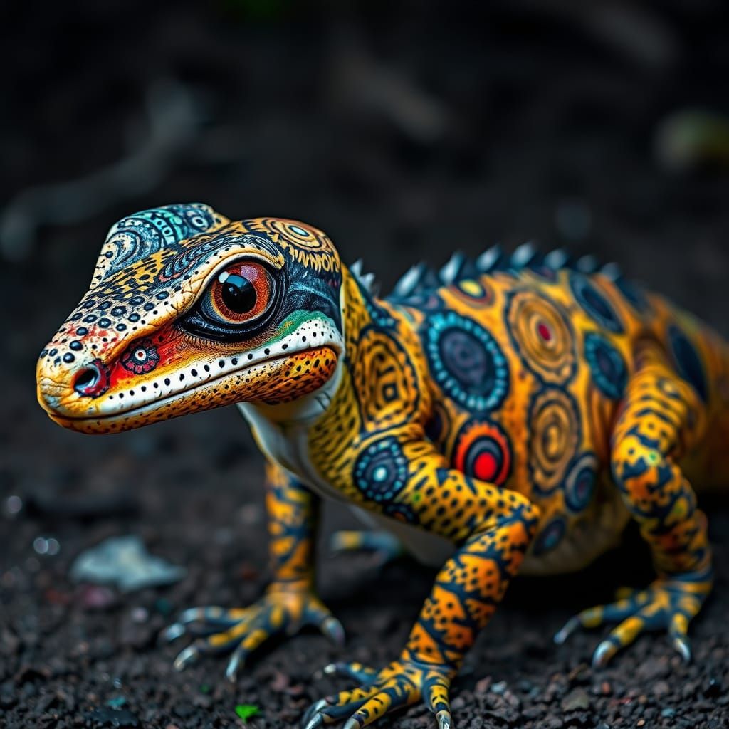 Goanna with Aboriginal Art Graffiti