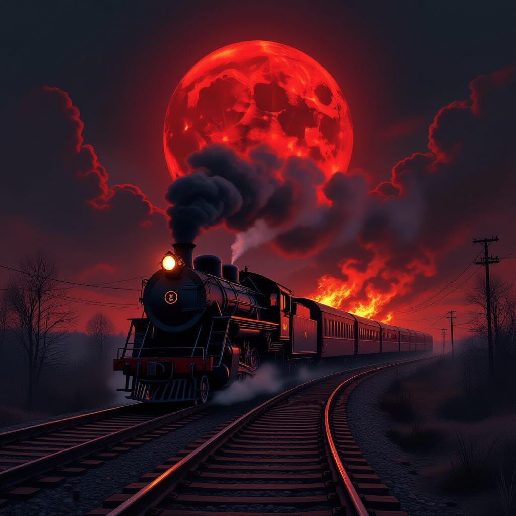 Ominous Train to Hell Under Blood Moon