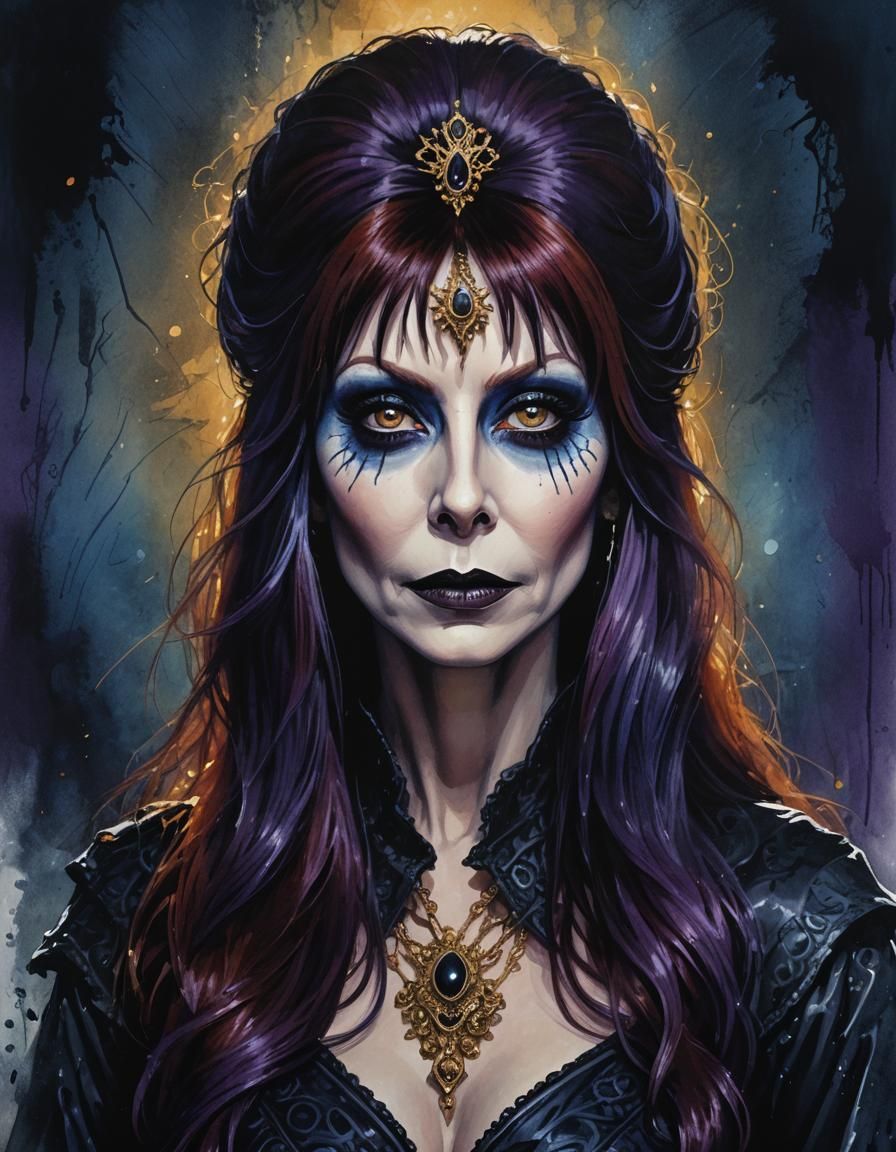 Mistress of the Dark Portrait in Splash Art Style