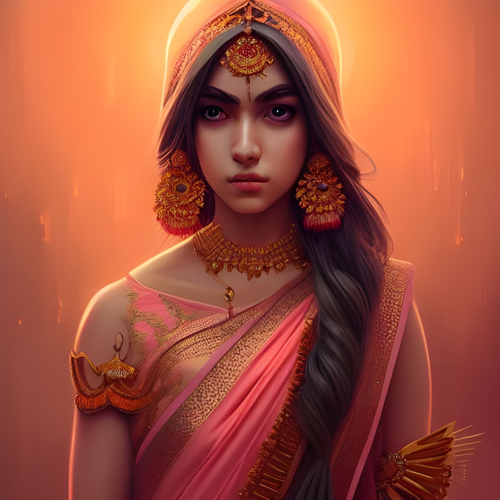 Diwali Beauty in Pink and Orange Saree