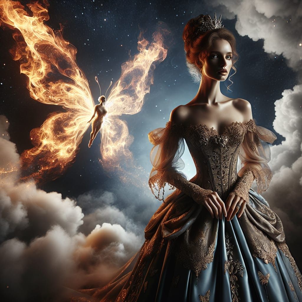 Enchanting Fire Pixie with Butterfly Wings