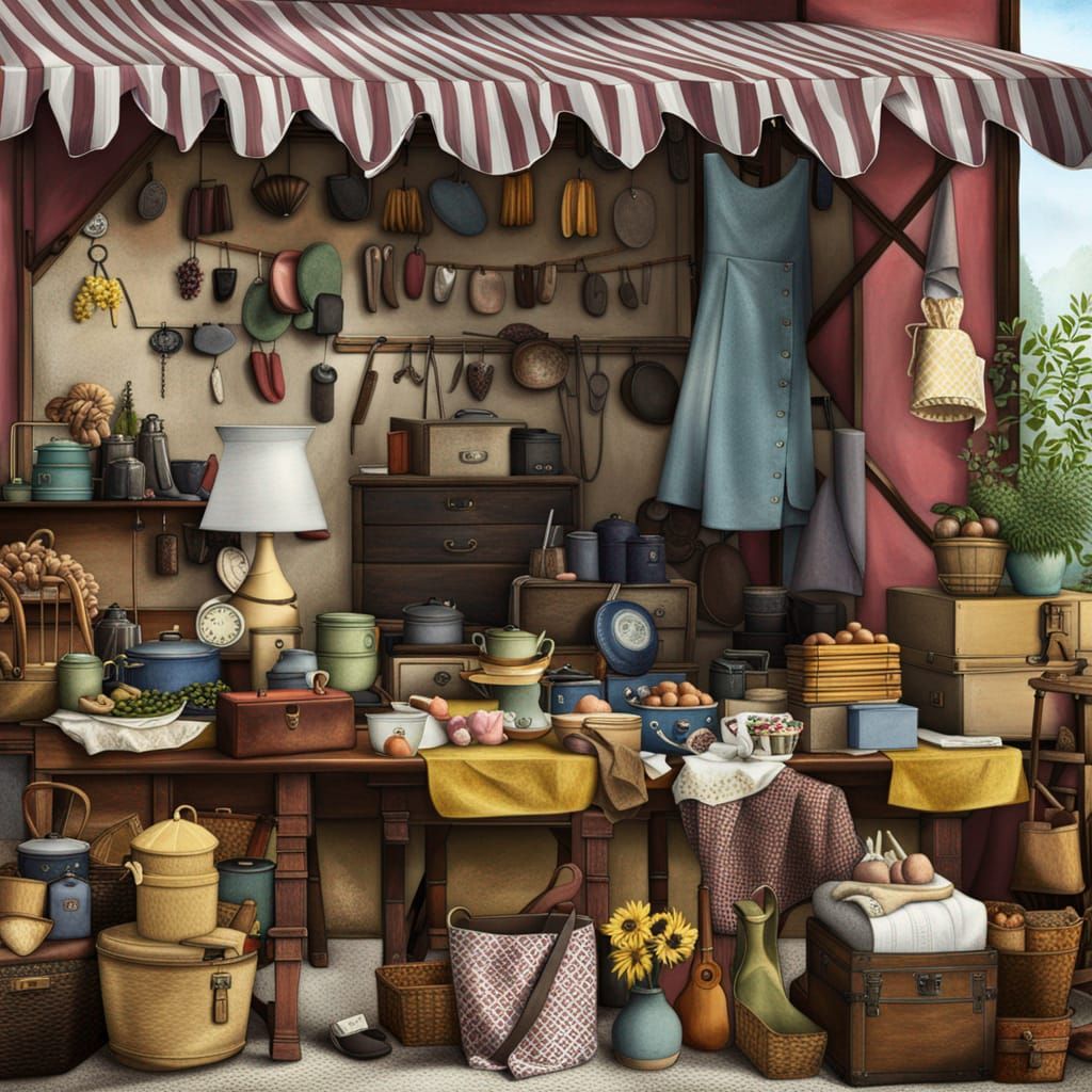 Lively Flea Market Illustration