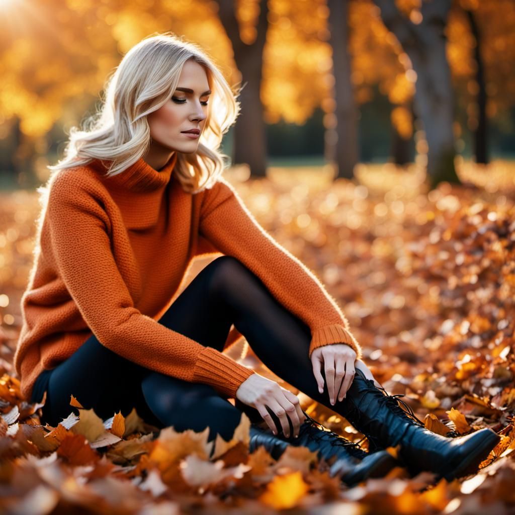 Girl in Autumn Leaves: Golden Hour Photography