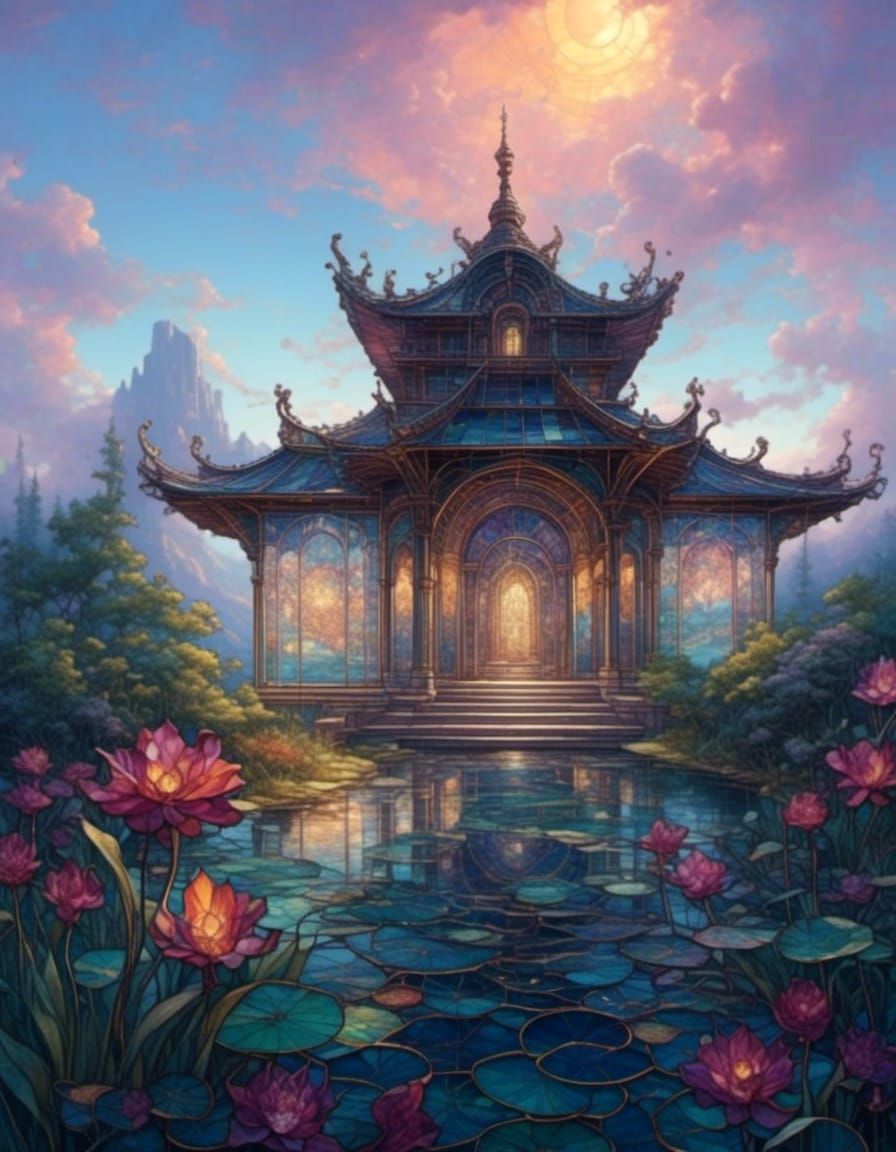 Stained Glass Geometric Pattern in Vivid Colors