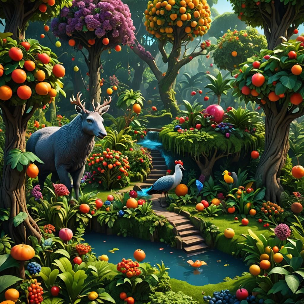 Garden of Eden: Tree of Life in 3D Style