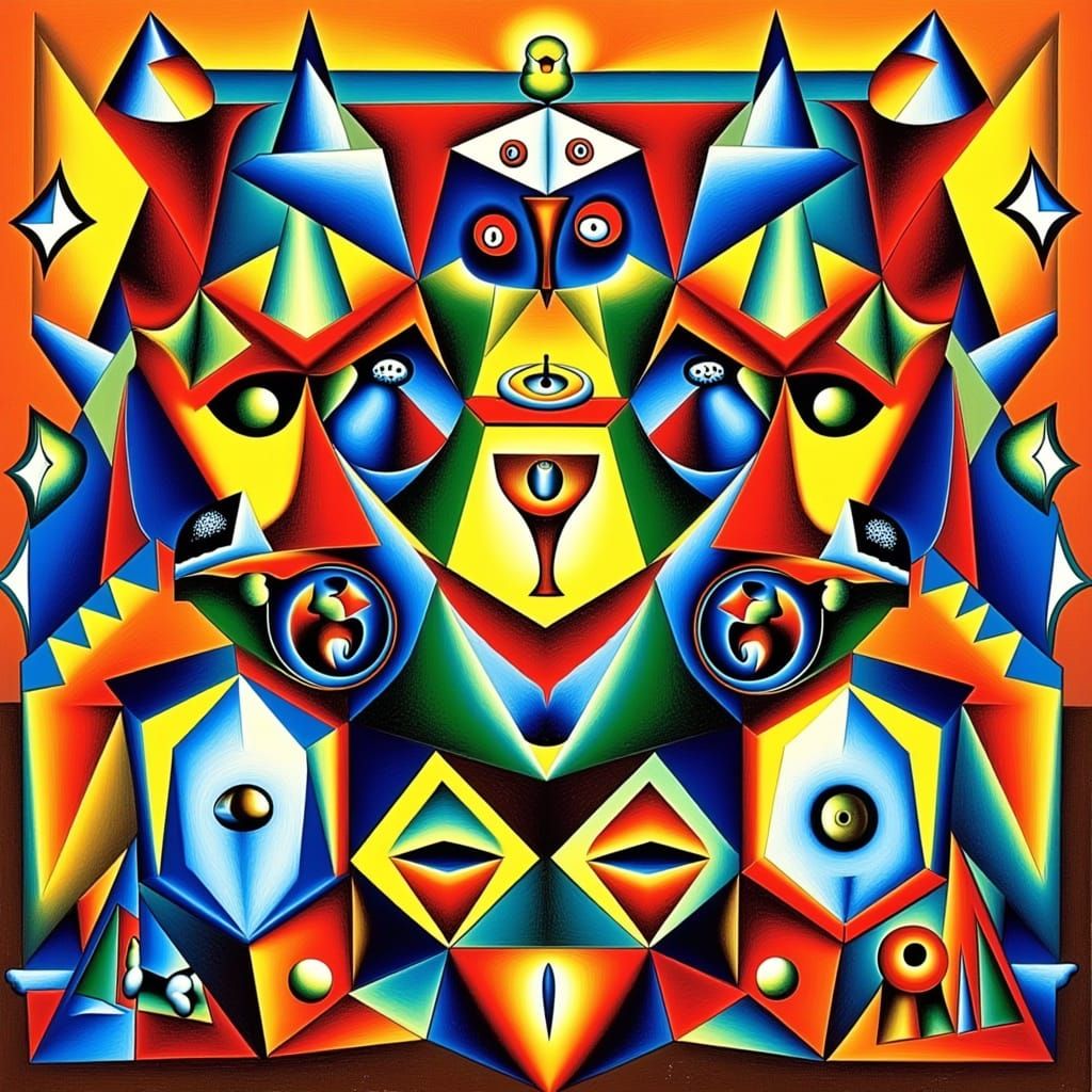 Surrealist Louis Wain-Inspired Artwork