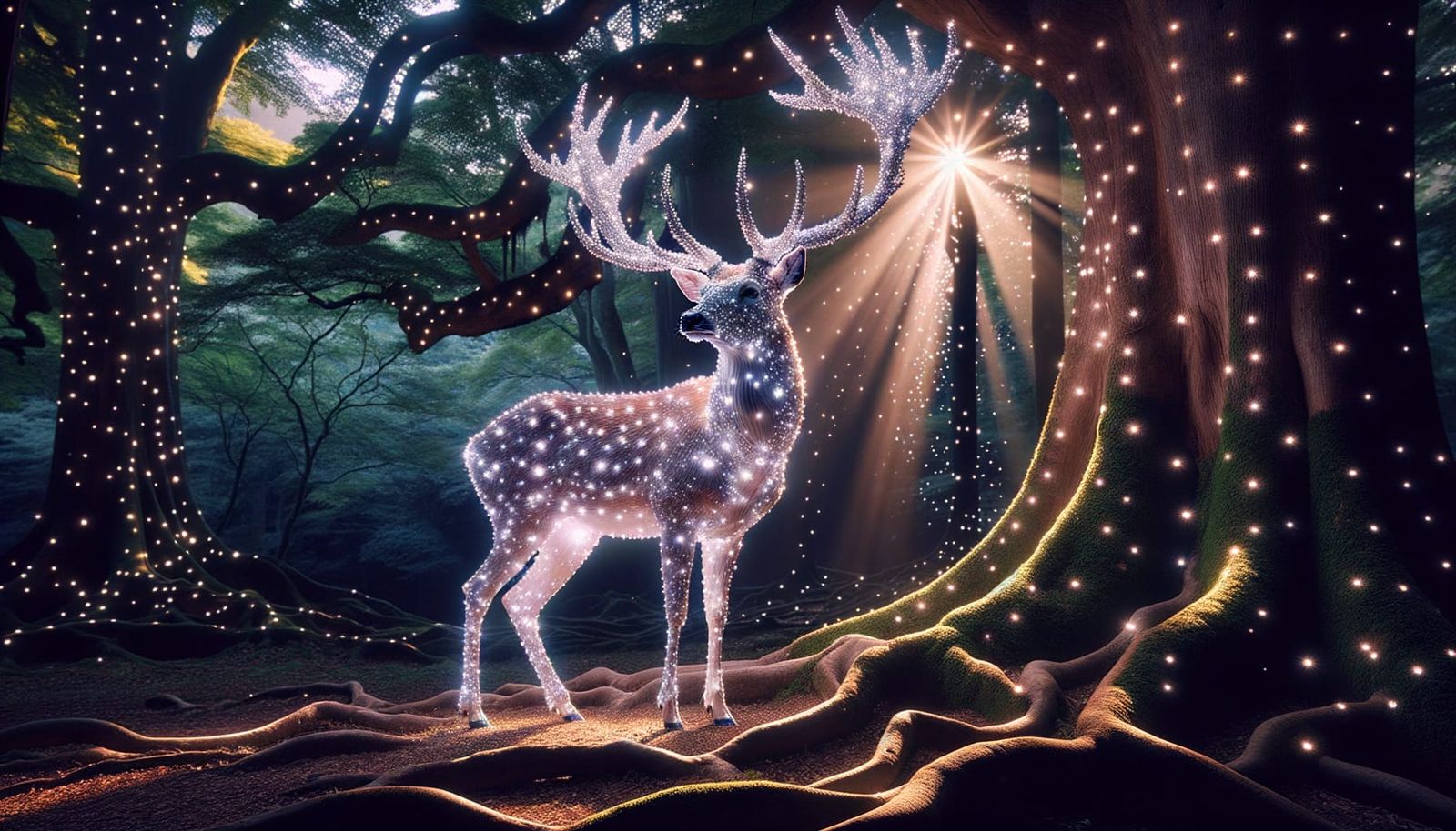 Majestic Stag Bathed in Crystalline Light