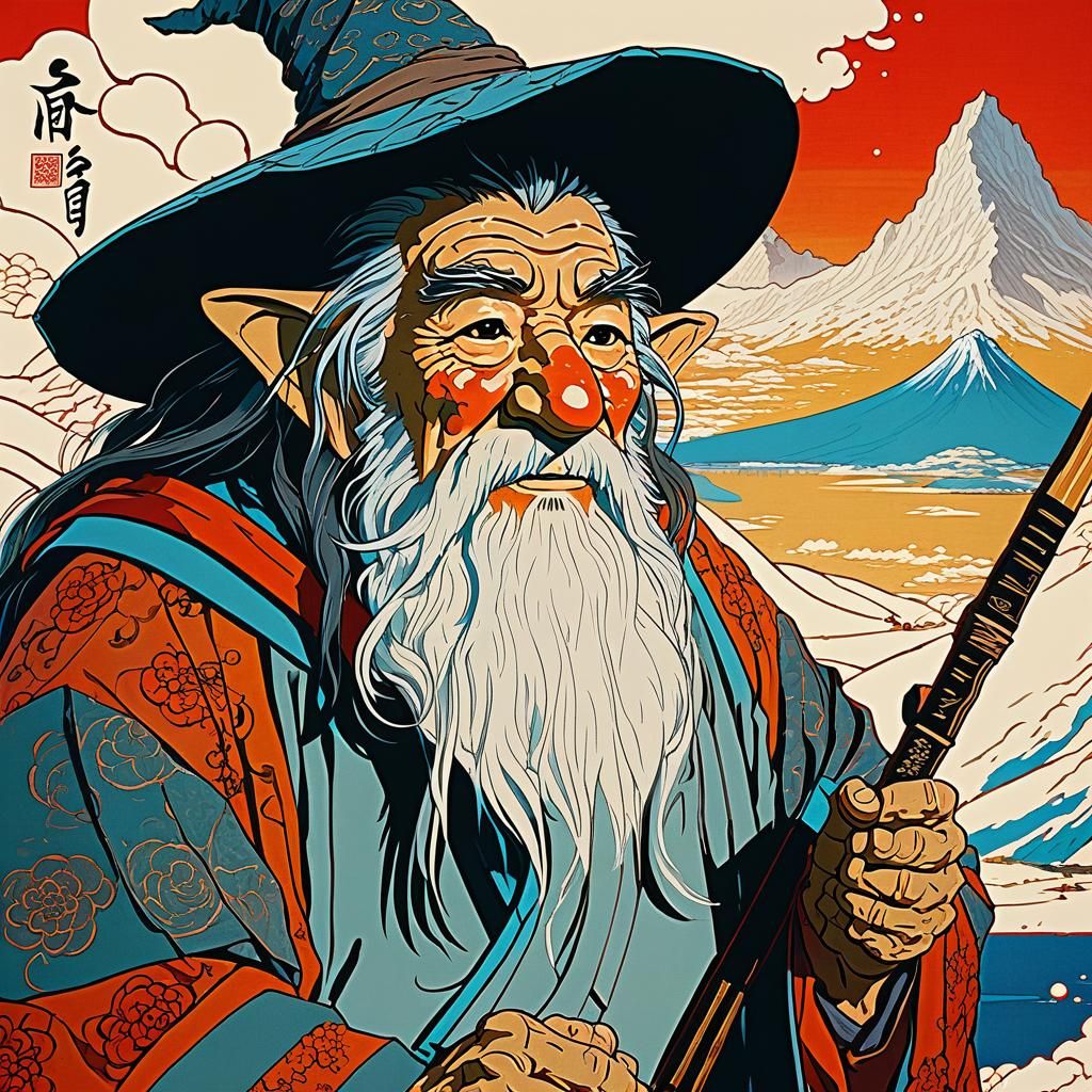 Gandalf in Khazad-Dum: Ukiyo-e Style