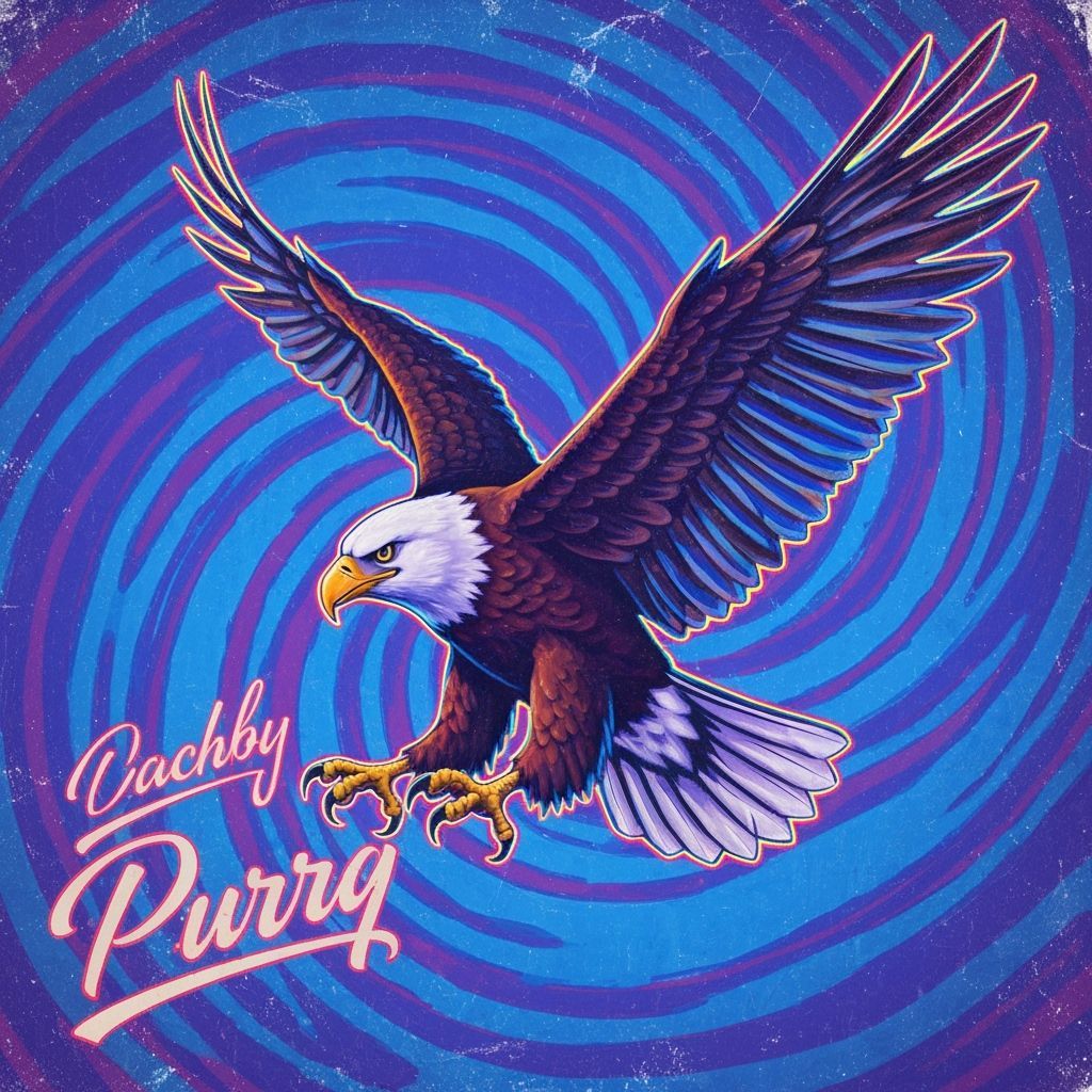Majestic Eagle in Flight: Neon Airbrush Art