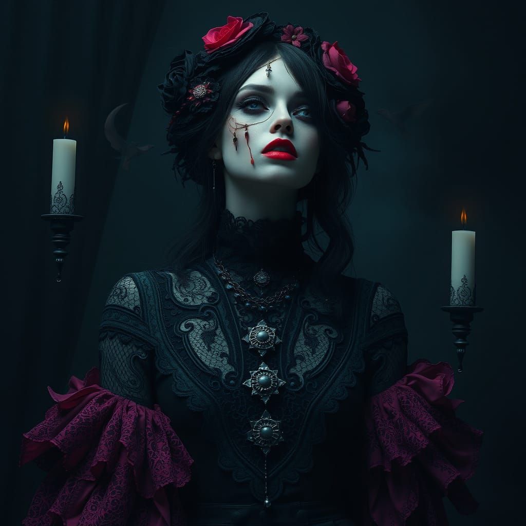 Gothic Surreal Goddess in Mysterious Eerie Atmosphere