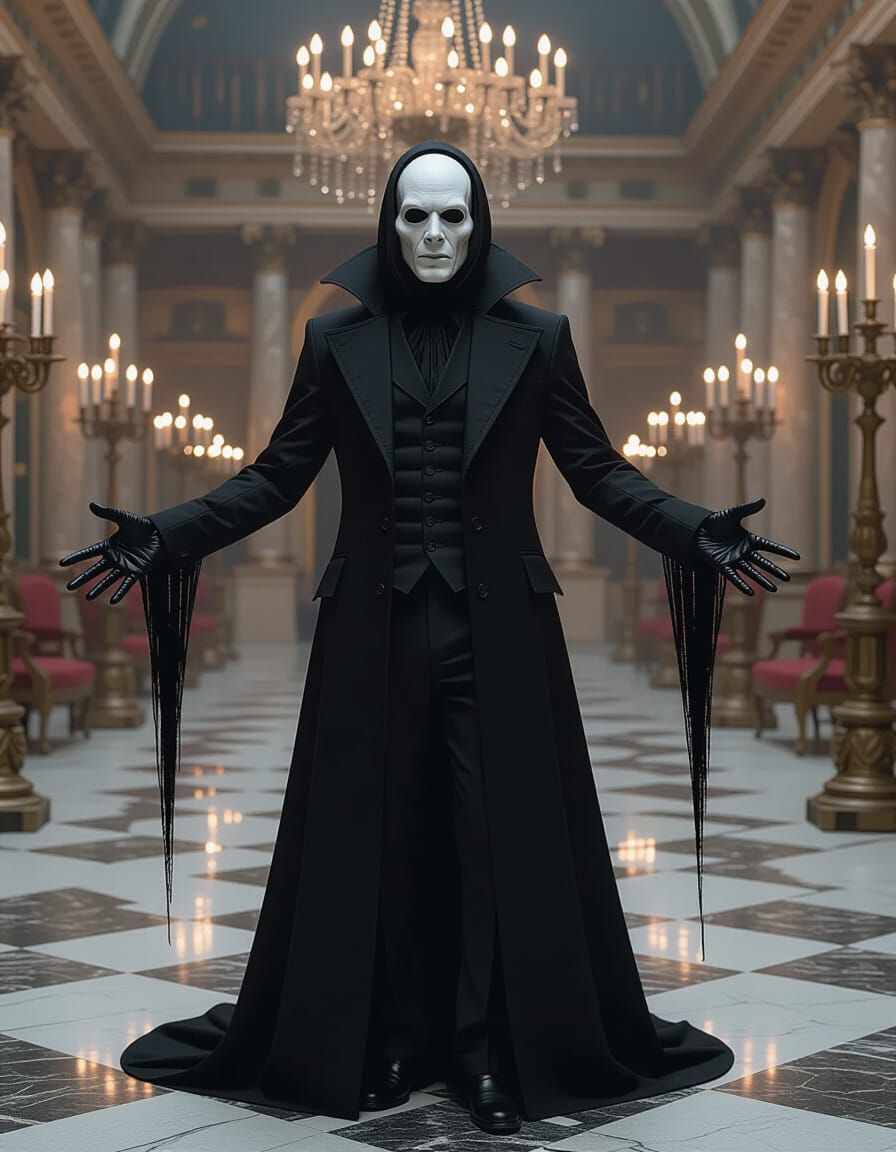 Disturbing Monster in Baroque Ballroom, Dark Surrealism