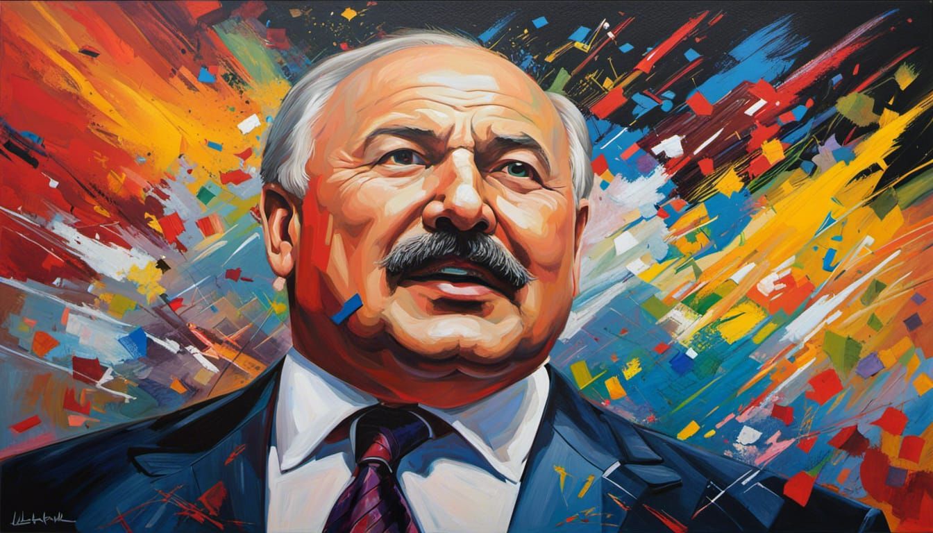 Dynamic Political Figure in Expressive Abstract Oil Painting