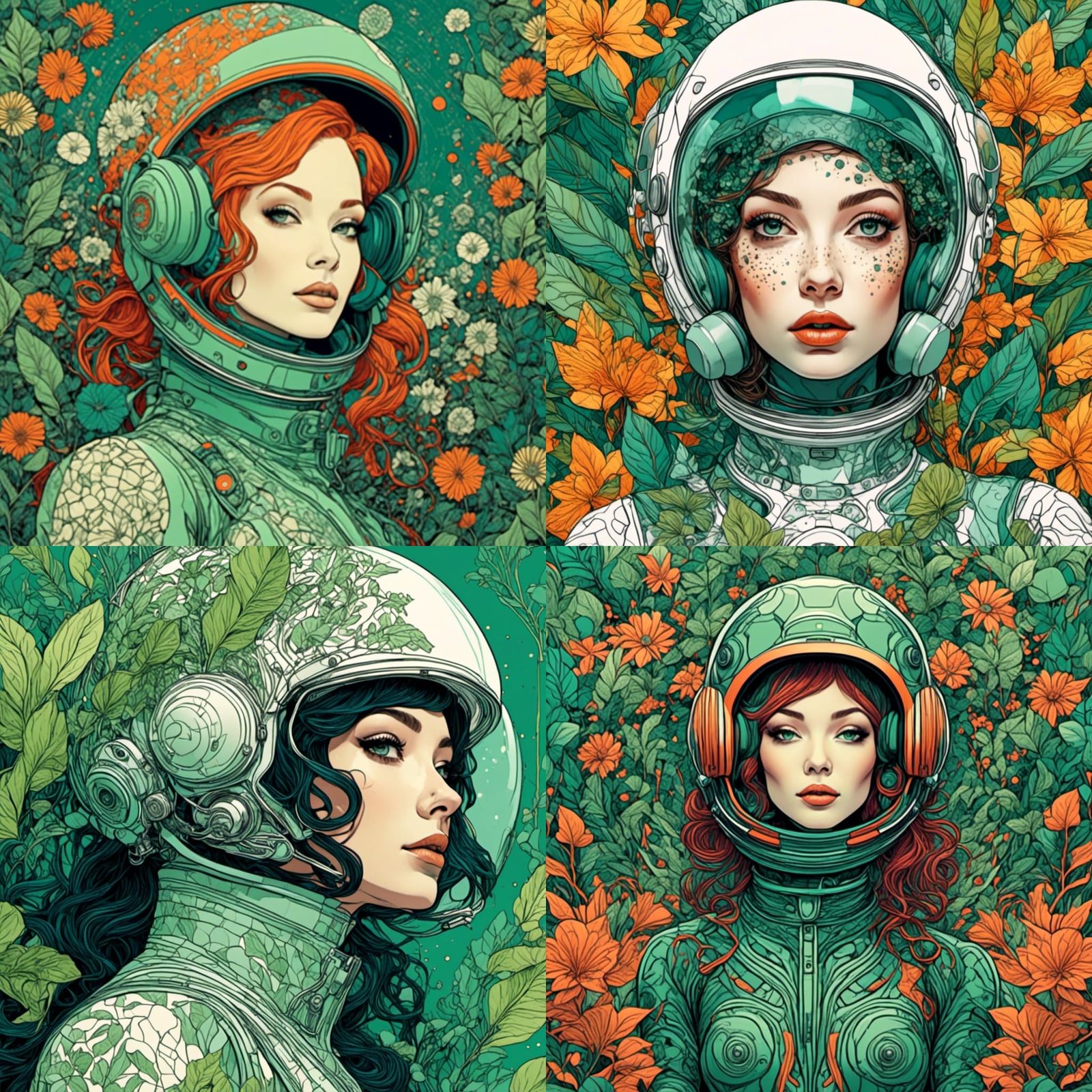 Girl in Space Suit Hand Embroidery Pattern