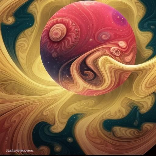 Astronaut Flying Around Jupiter in Abstract Style