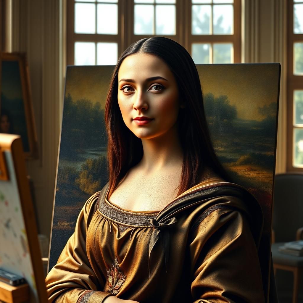 Mona Lisa Paints Leonardo da Vinci Portrait