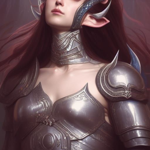 Demonic Elf Warrior Portrait in Ornate Armor