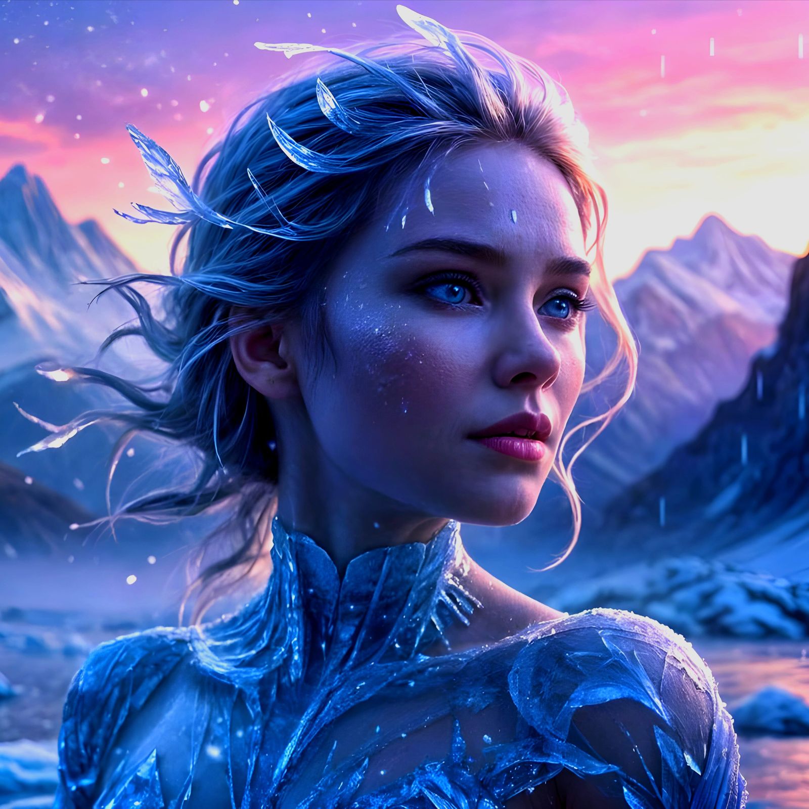 Ethereal Ice Goddess in a Frozen World of Mystery