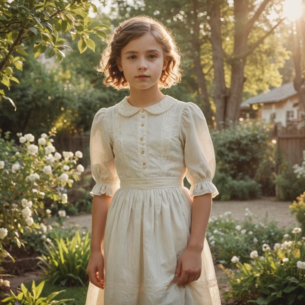 Vintage Photograph of a Girl in a Garden