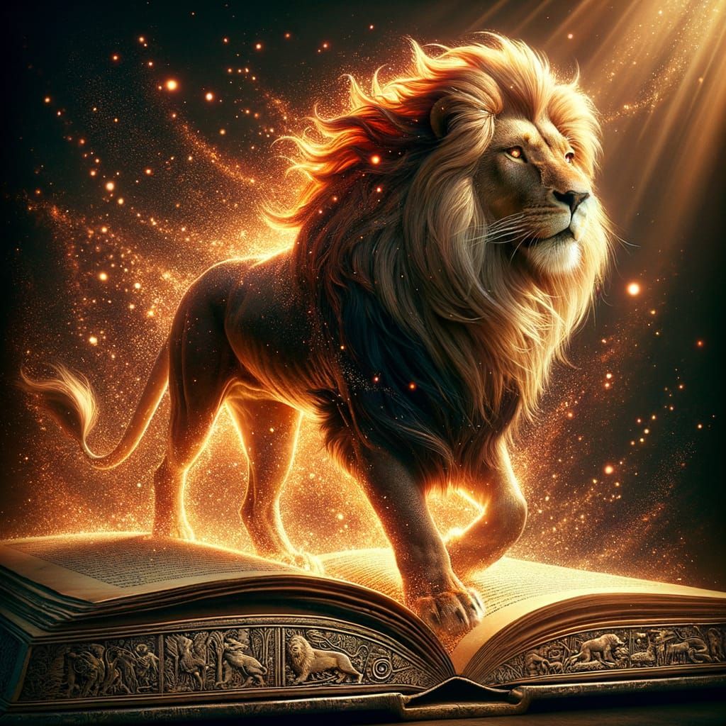 Lion Emerges From Magical Book of Ancient Tales
