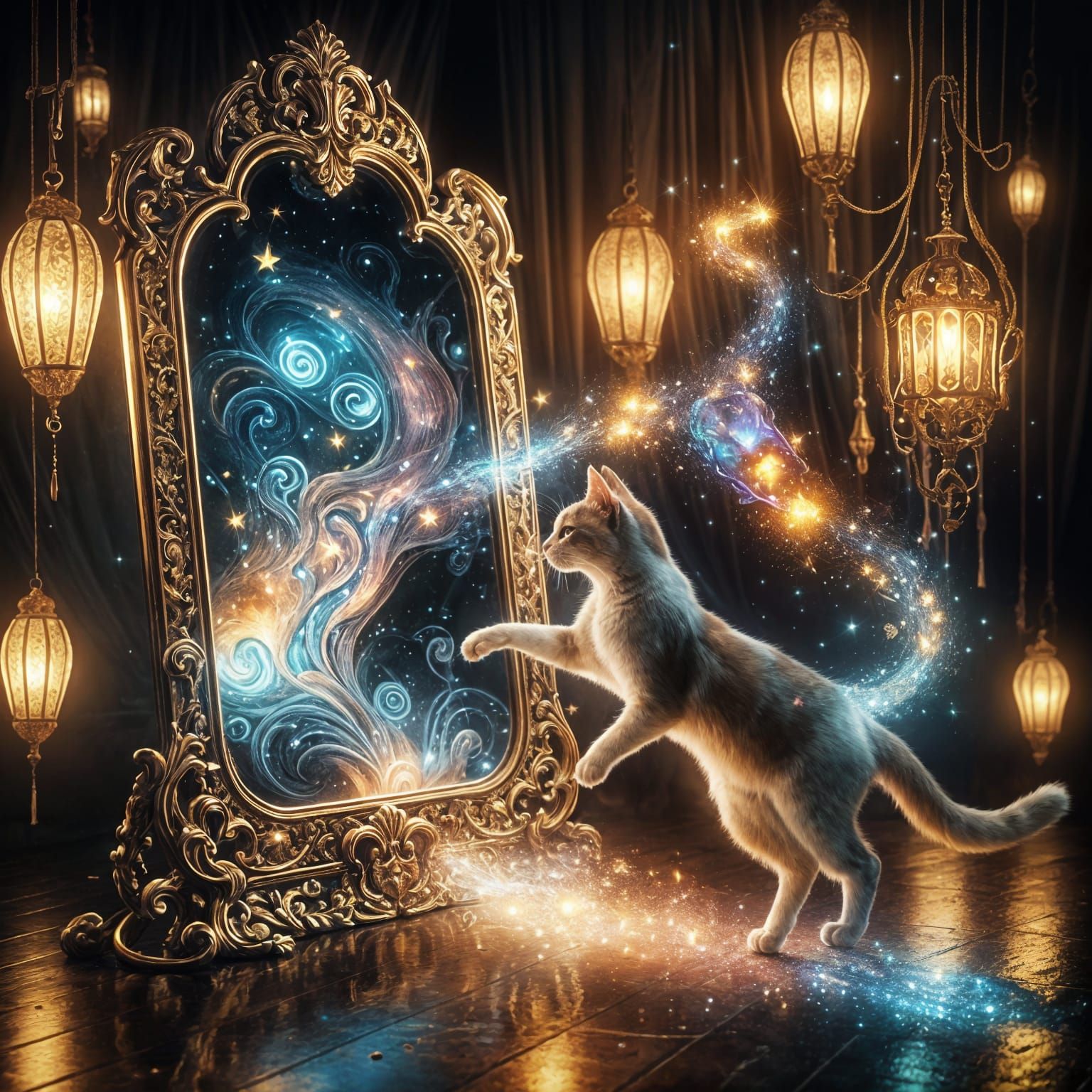 Cat Leaps Through a Magical Looking Glass