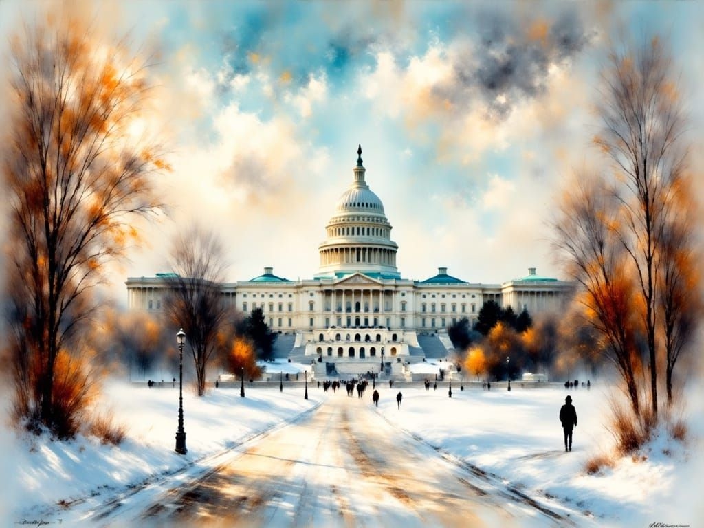 Majestic Capitol Hill in Fine Art Winter Landscape