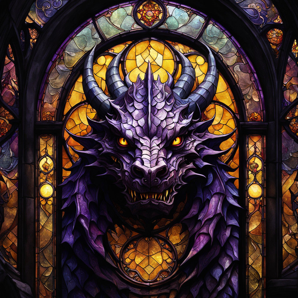 Gothic Dragon Stained Glass Masterpiece
