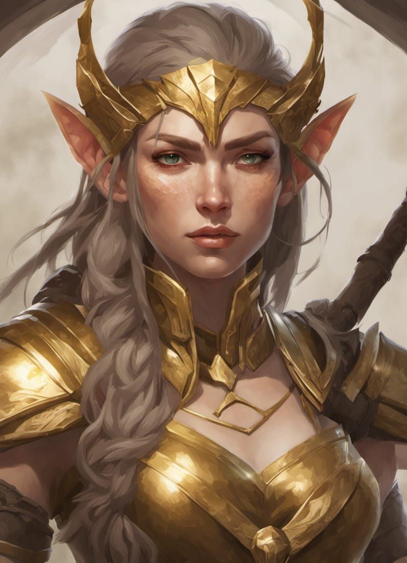 Fantasy Elf Ranger with Bow, Detailed Portrait