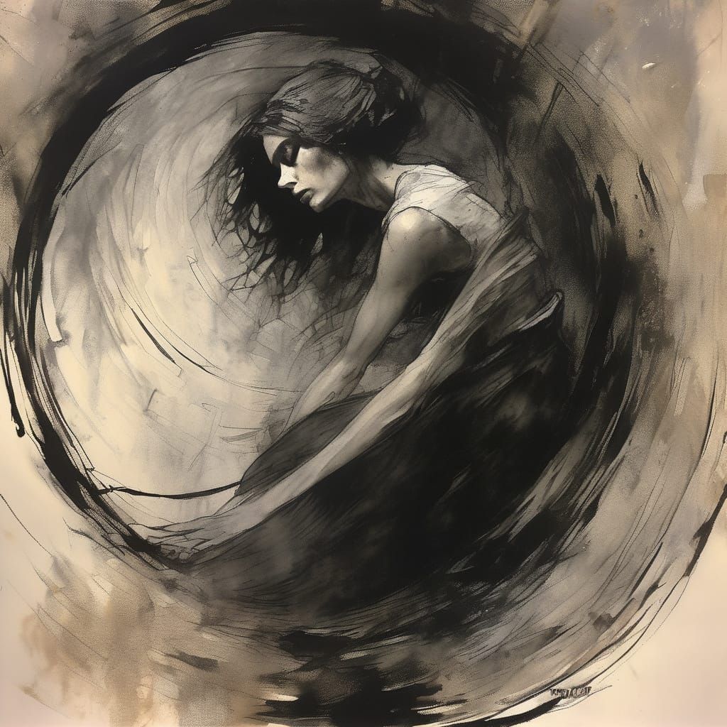 Woman at the Edge of a Vortex