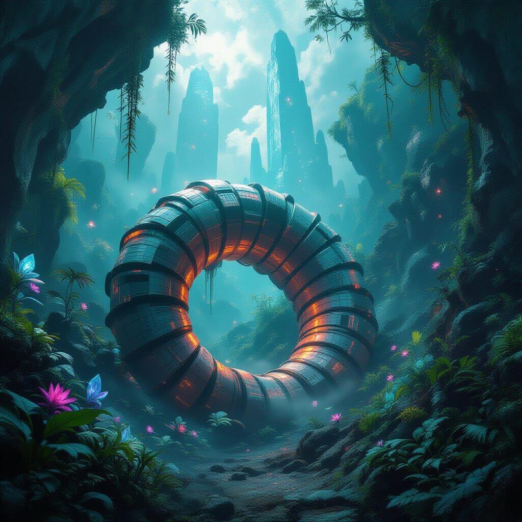 Colossal Worm in Alien Jungle Concept Art