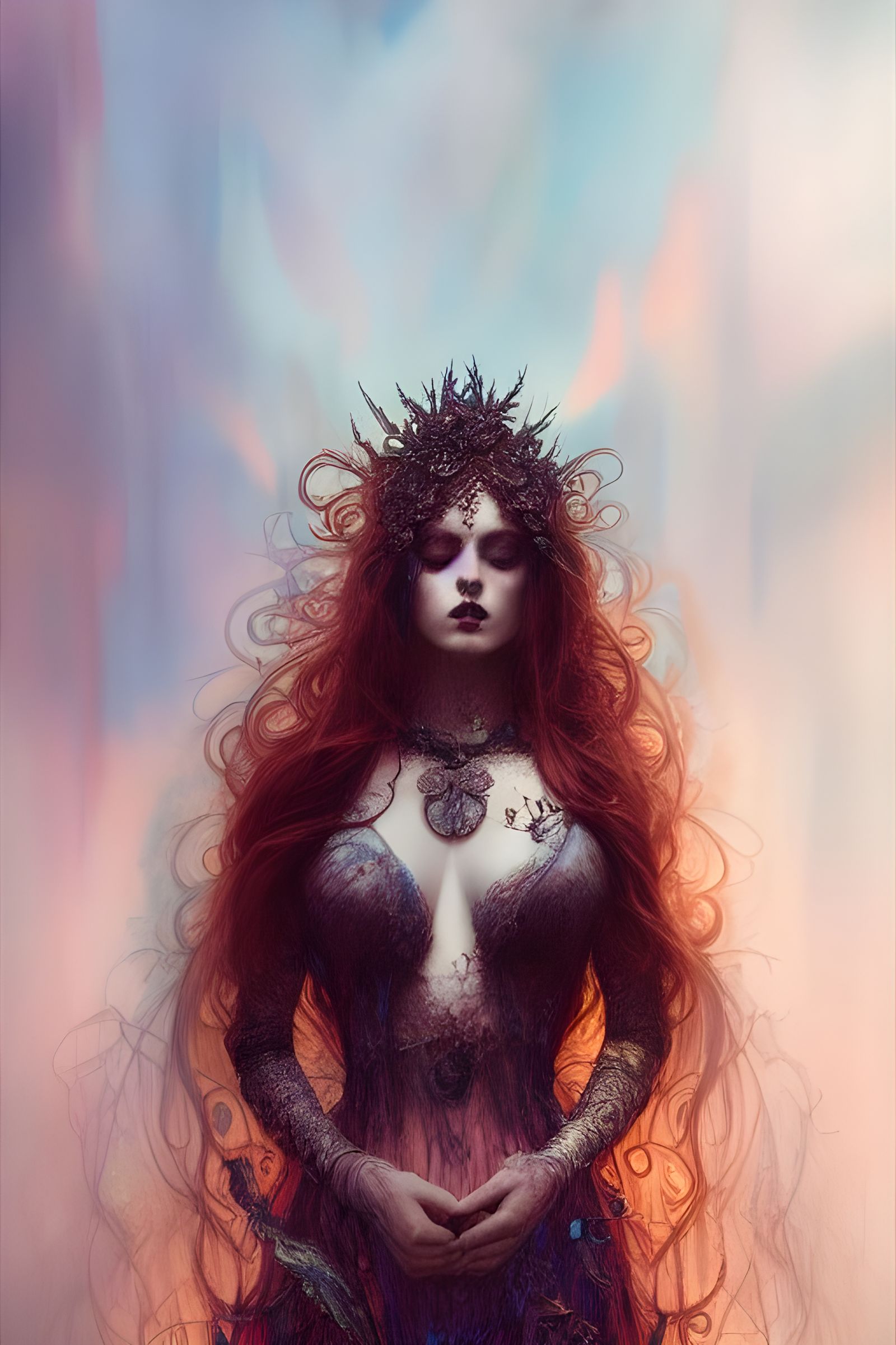 Fractal Iridescence: A Gothic Beauty in Digital Art