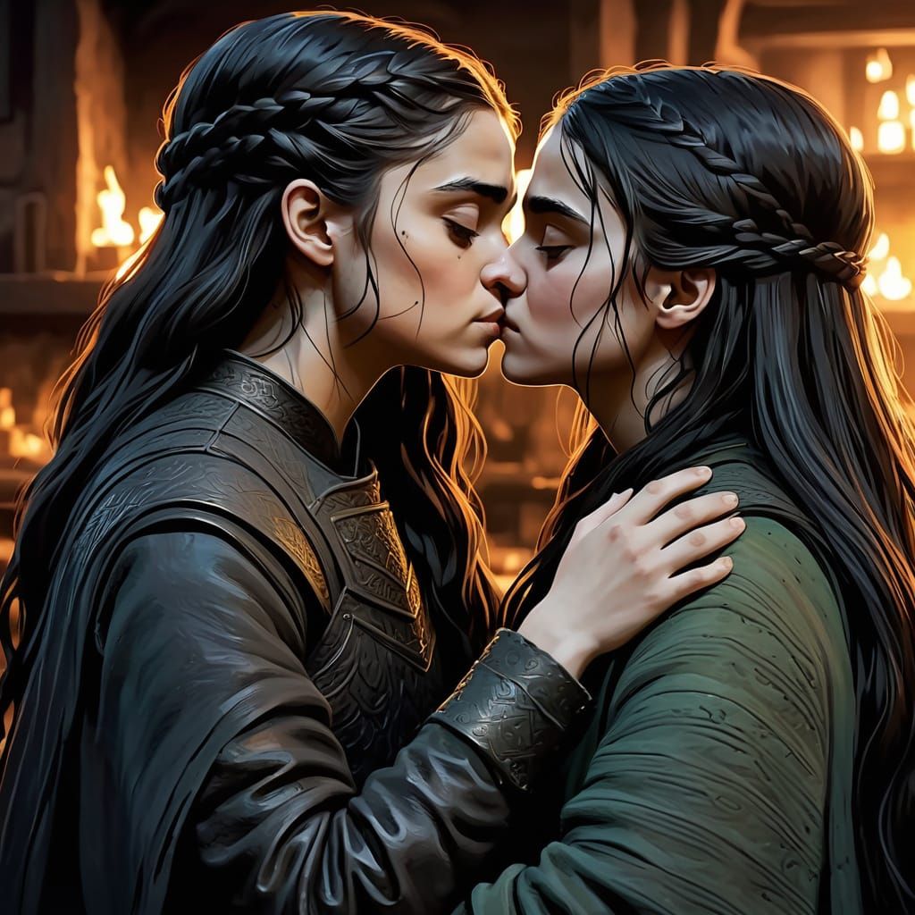 Arya and Shireen in Whimsical Tavern Kiss