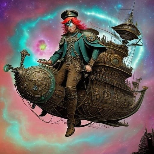 <lora:WarriorSD1:1.0> An adventurous redheaded child pilotin...