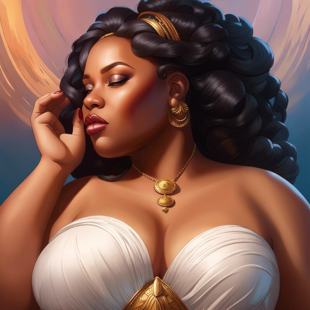 Beautiful African Queen Portrait in Digital Art Style