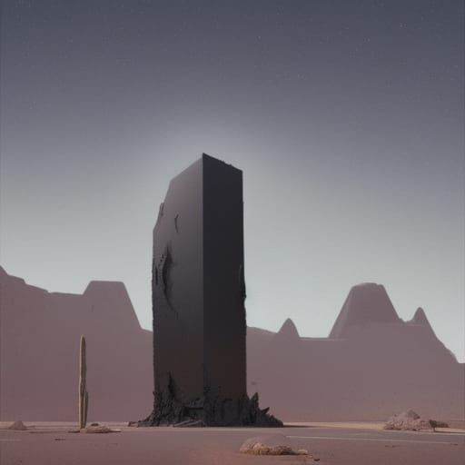 Monolith in the desert street art gouache Wadim Kashin James...