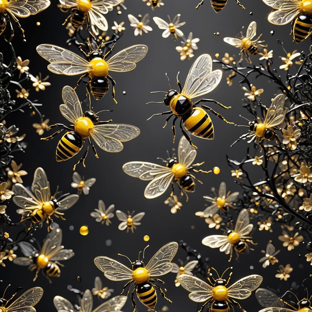 Crystal Glass Bee Sculpture in 3D Rendering
