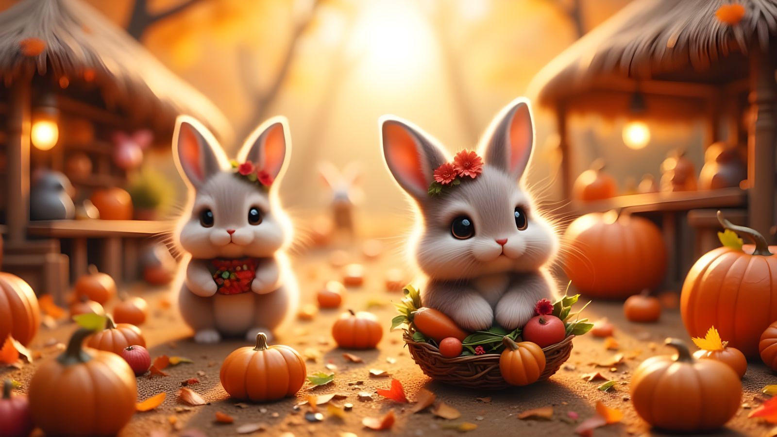 Adorable Bunnies Enjoy a Whimsical Fall Festival