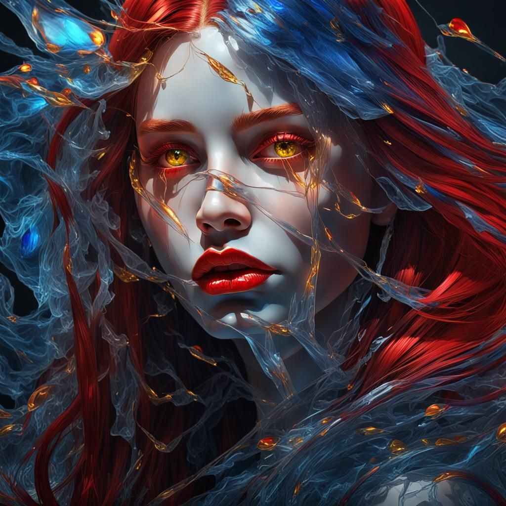Glass Woman Portrait in Hyperdetailed Digital Art