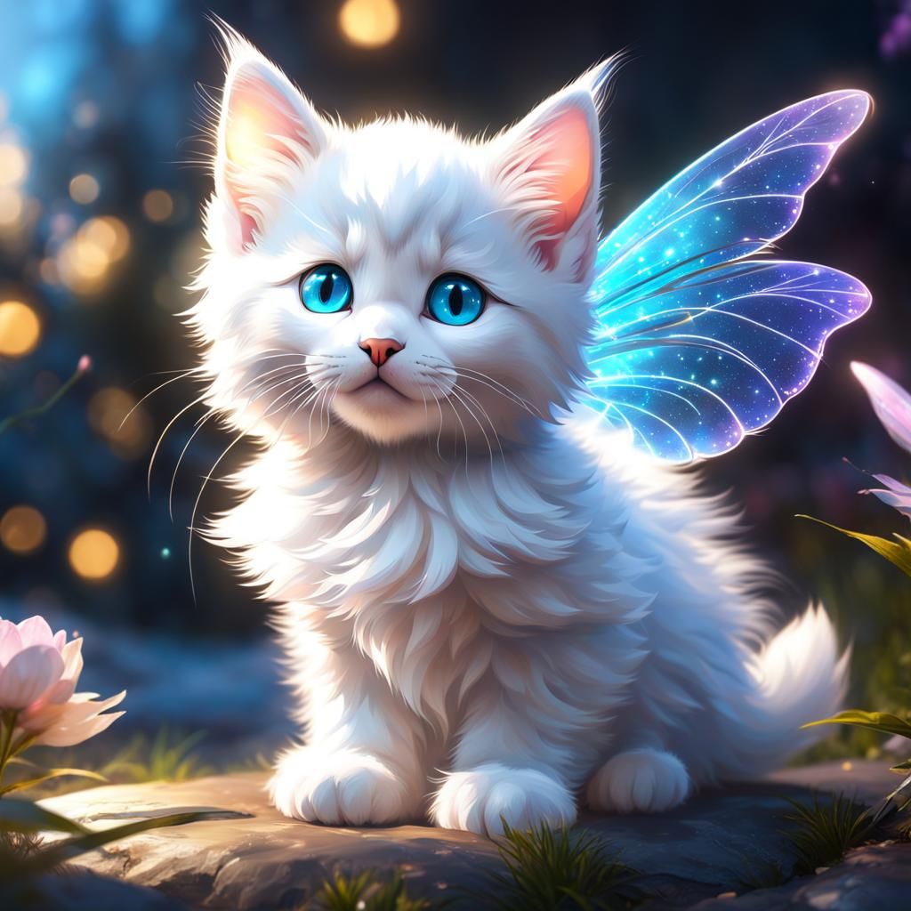 Fairy Kitten Portrait in Detailed Fantasy Style