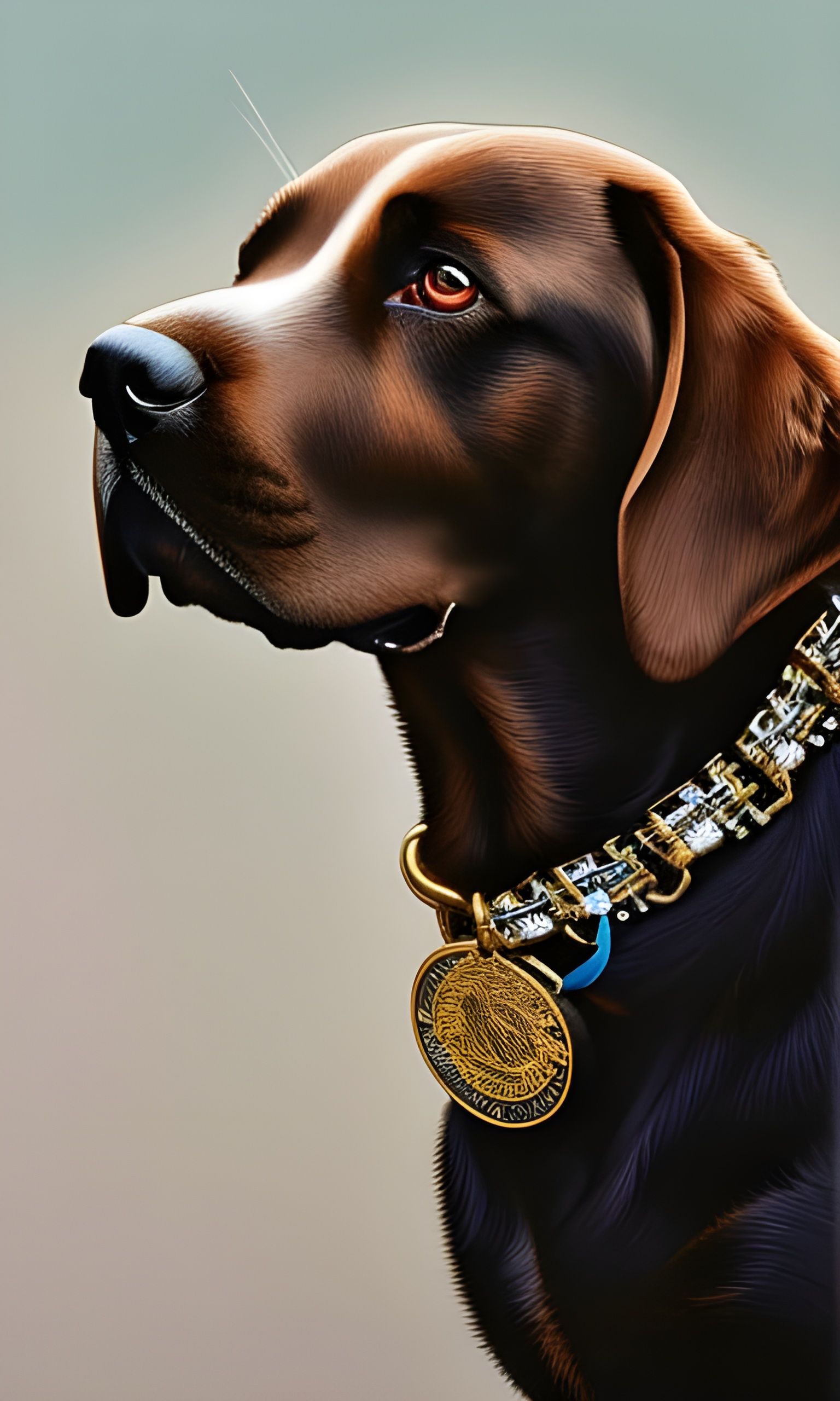 Labrador Retriever Watercolor Portrait in Hyperdetailed Styl...