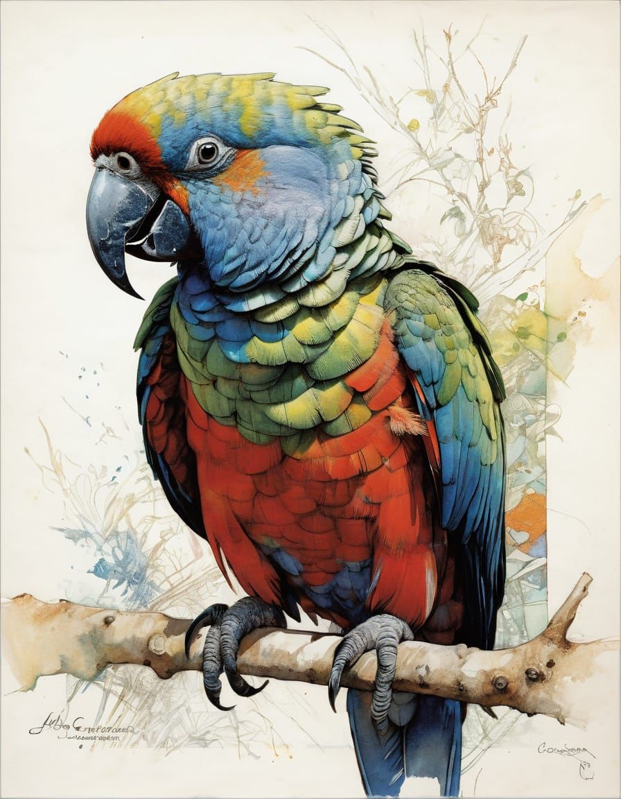 Vibrant Australian Parrot Art, Triadic Color Palette