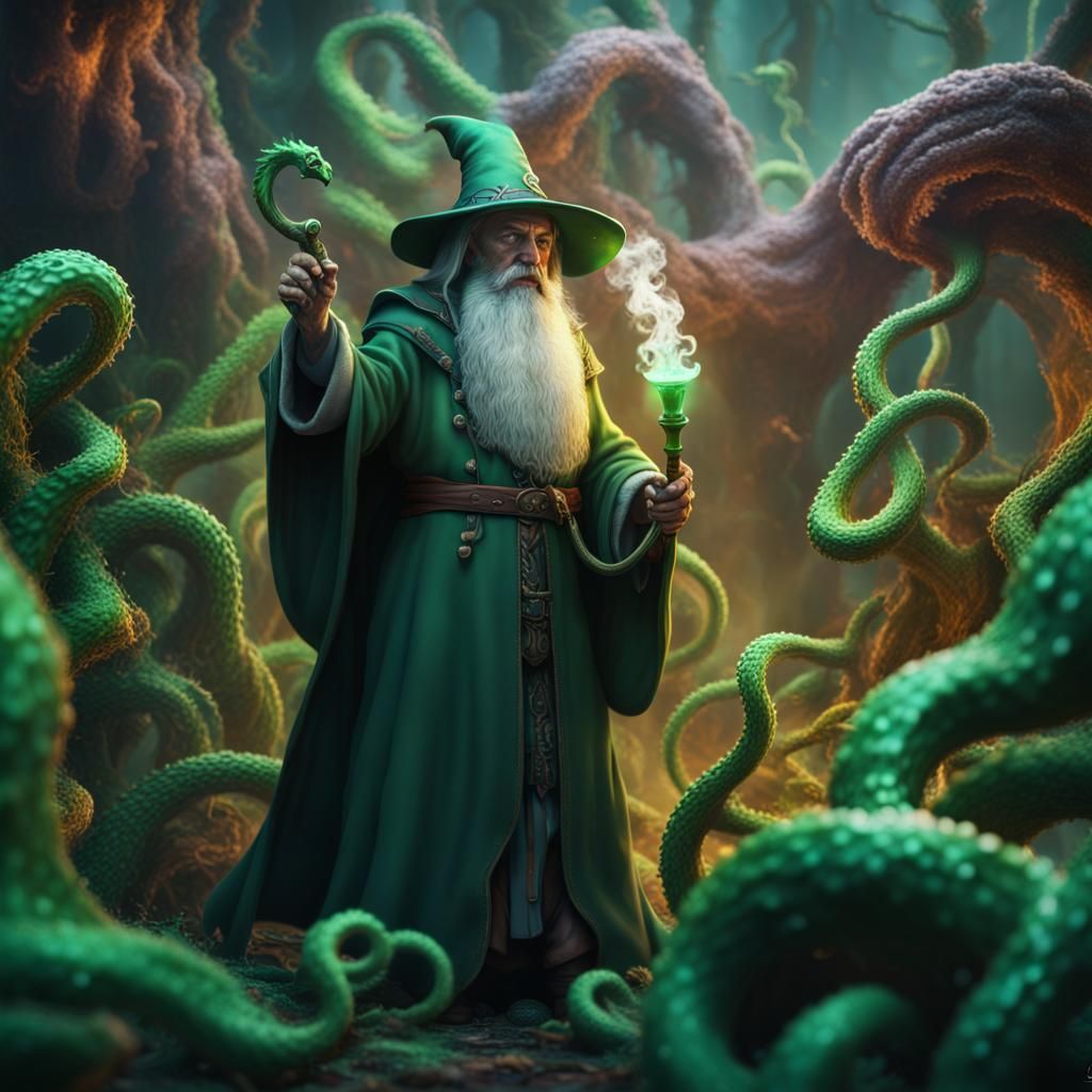 Wizard vs Tentacle Army: Fantasy Concept Art