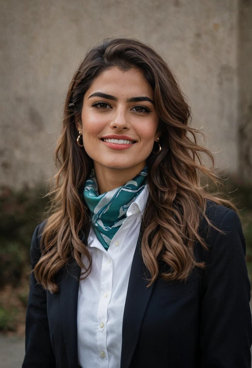 Elegant Persian Woman in Classic Business Attire