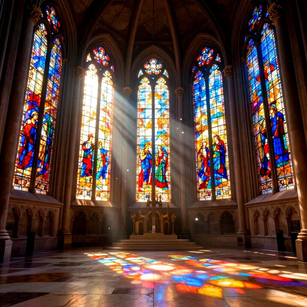 Ethereal Cathedral Light: Dawn's Illumination