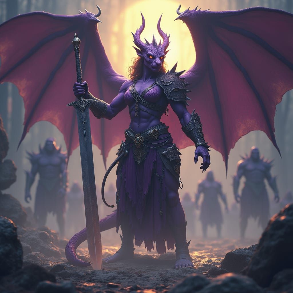 Epic Dragonborn Warrior in Dark Fantasy Art