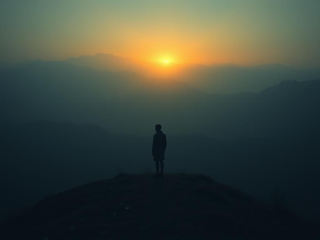 Ethereal Figure in Moonlit Landscape, Surrealist Painting