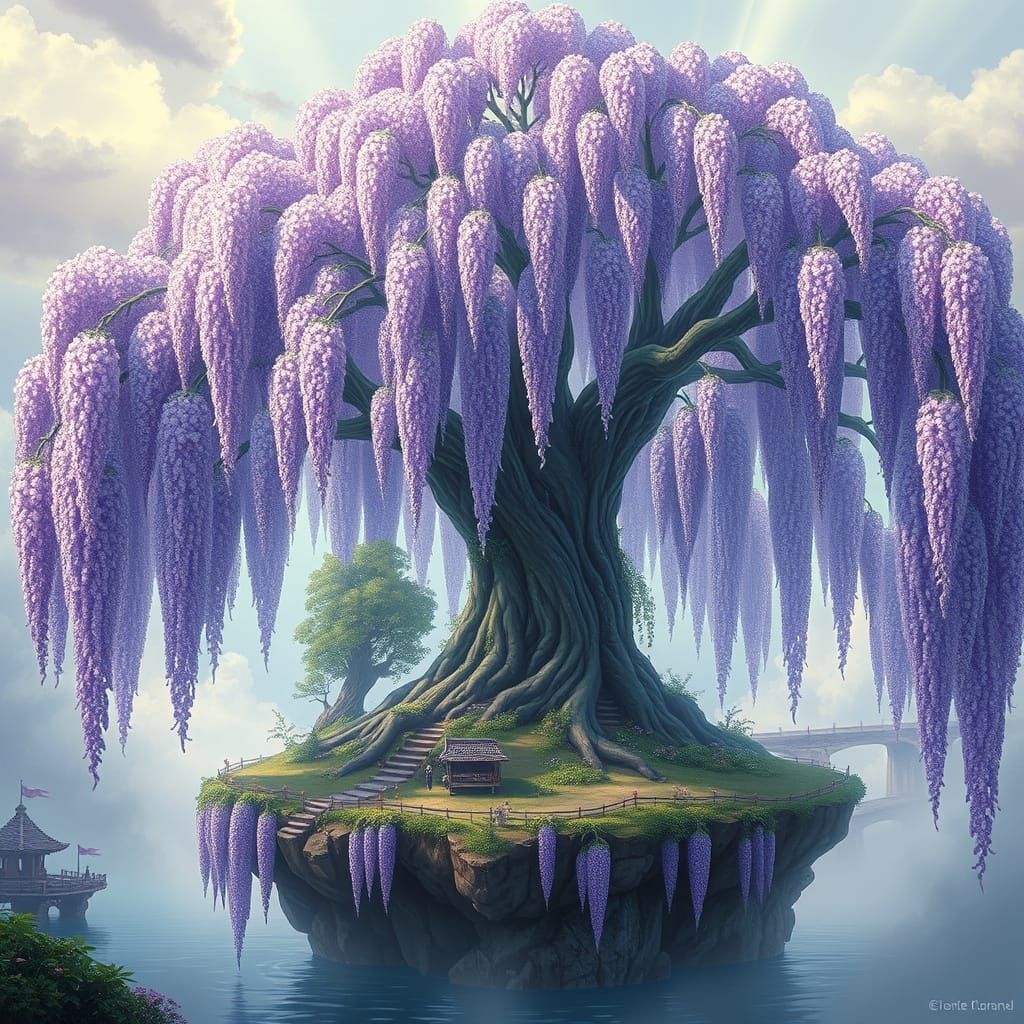 Mystical Island with Colossal Wisteria Tree