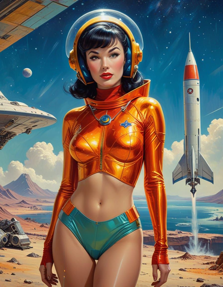 Retro Sci-Fi Pinup in Atompunk Style