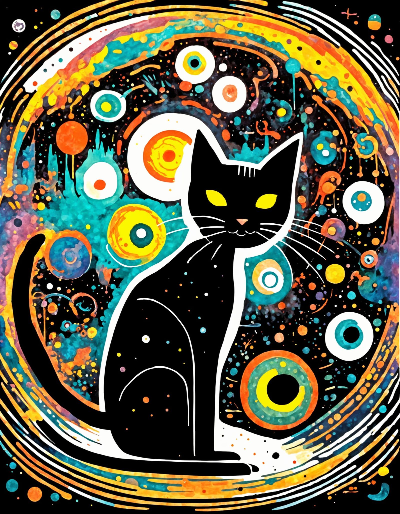 Cosmic Void Cat in Punk Vintage Style