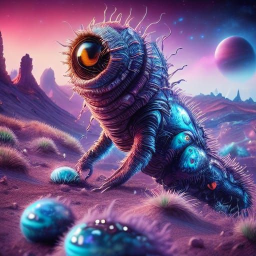 Astronaut Gazing at Cosmic Nebulae in Surreal Landscape