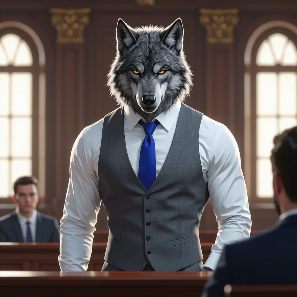 Werewolf Lawyer Portrait in Ornate Digital Art Style